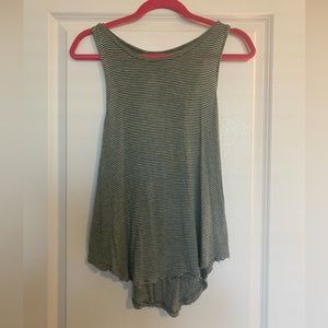 Green & White Striped Open Back Tank